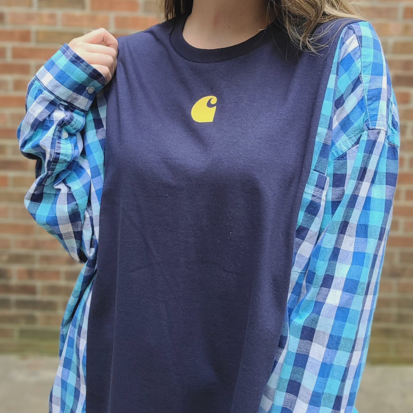 Plaid x tee with carhartt logo