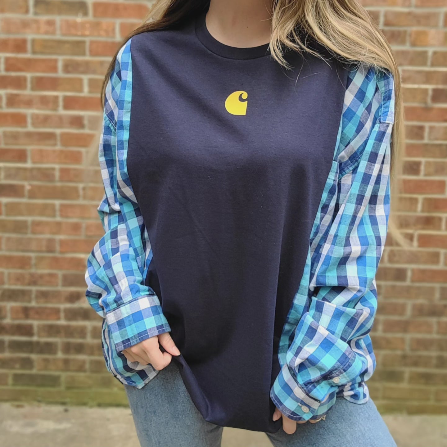 Plaid x tee with carhartt logo