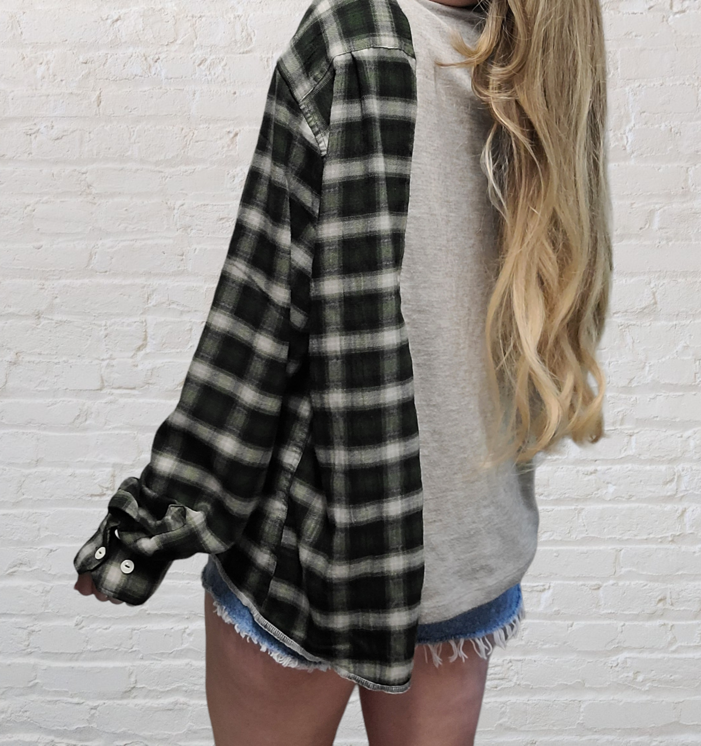 Neutral henley x flannel with carhartt patch
