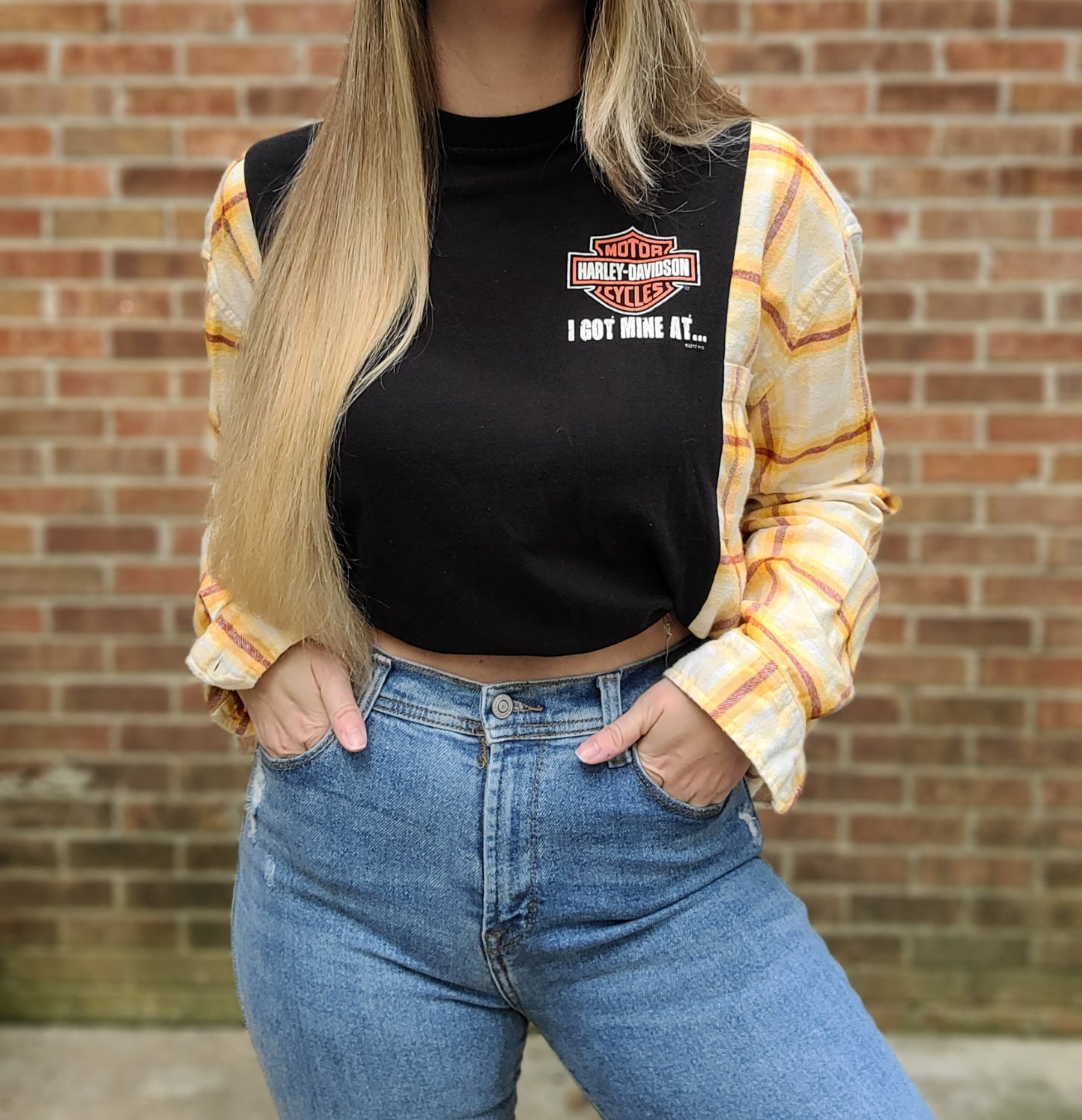 Harley Davidson tee x plaid