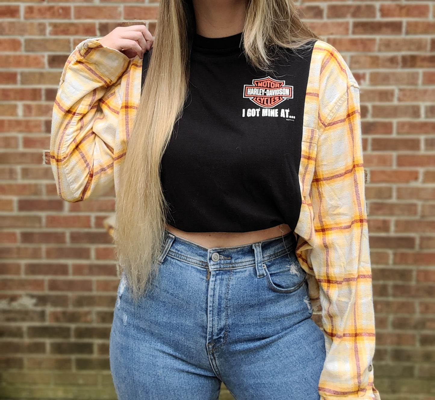 Harley Davidson tee x plaid