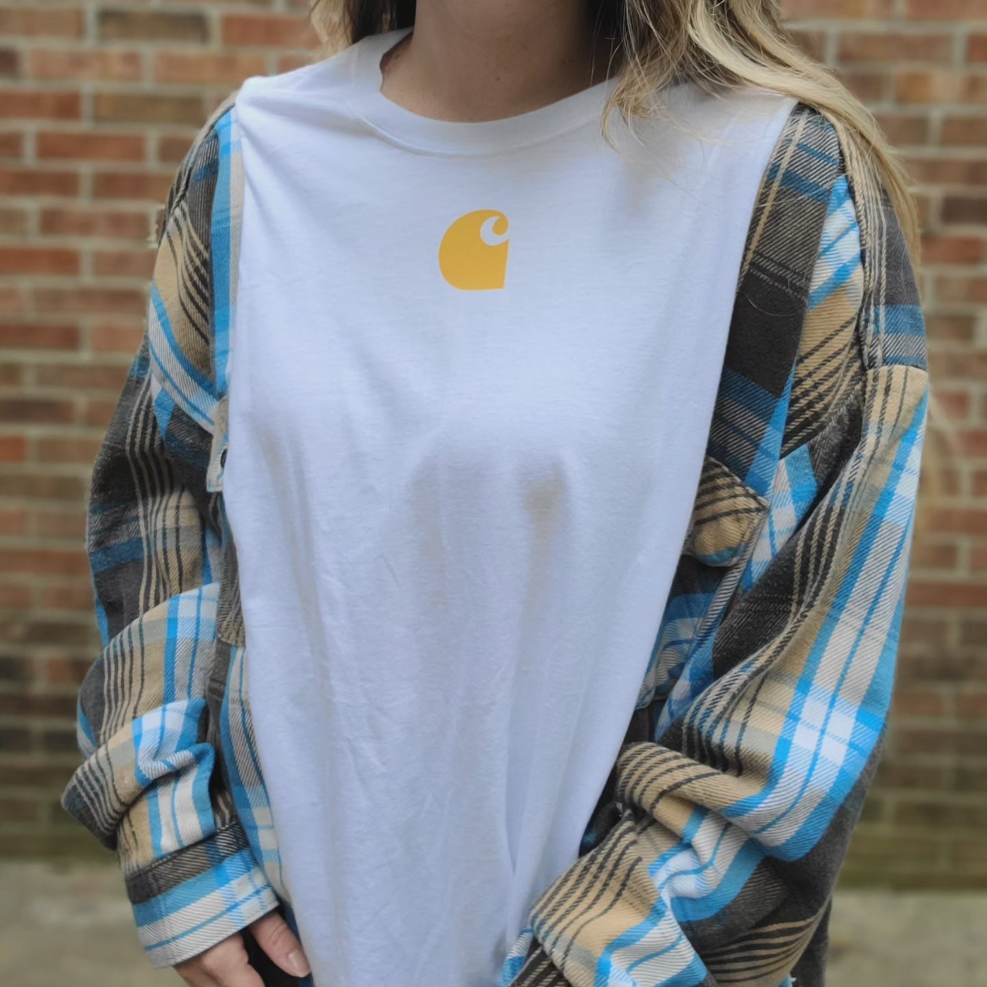 Flannel tee with carhartt logo