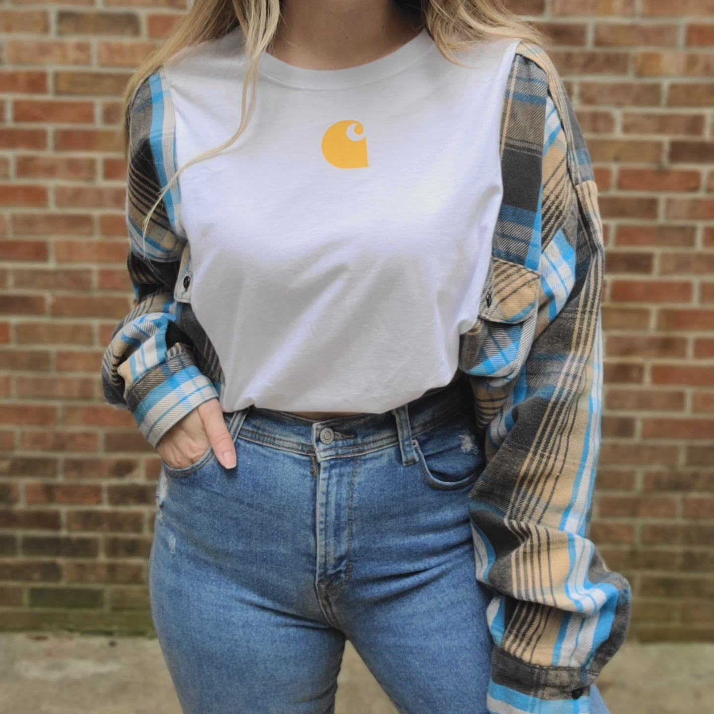 Flannel tee with carhartt logo