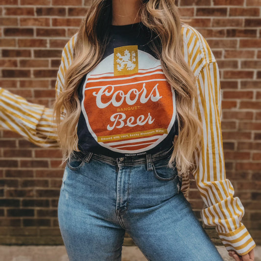 Coors tee x striped sleeves