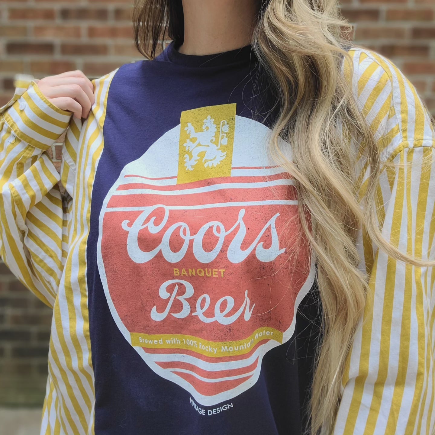 Coors tee x striped sleeves