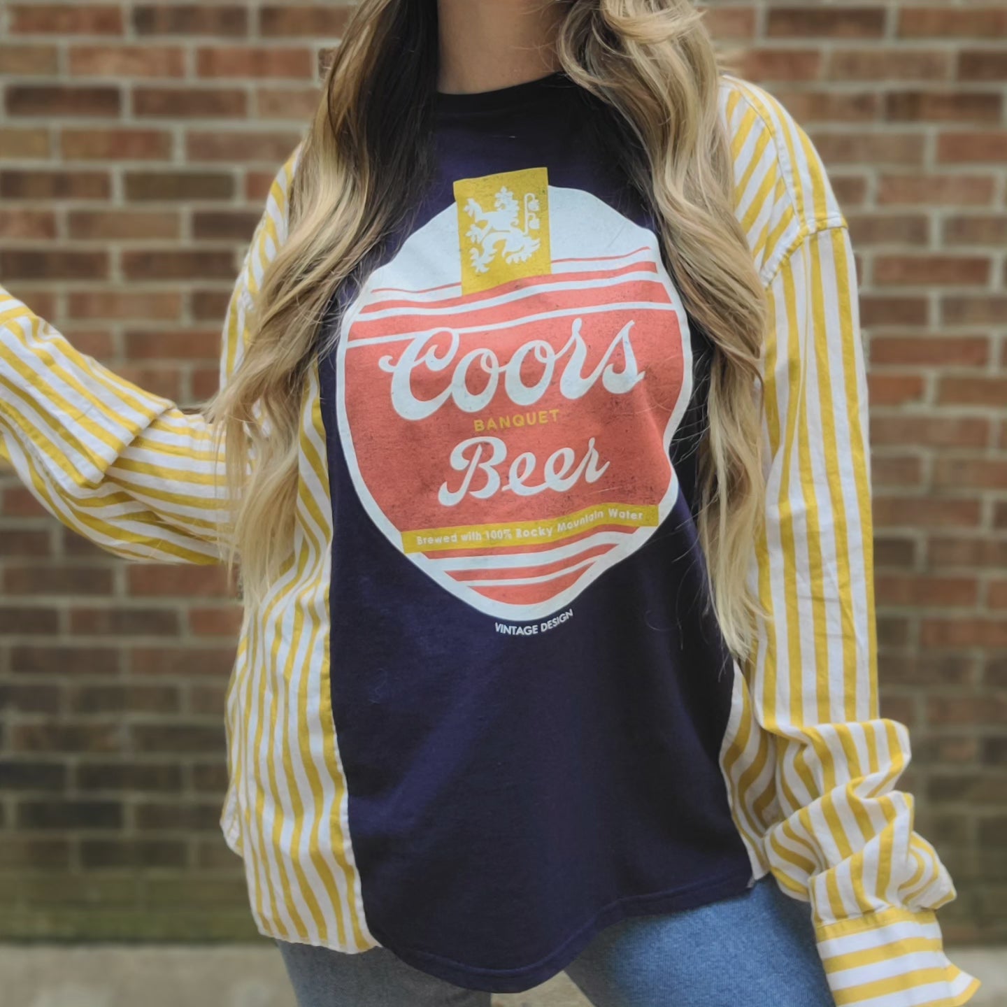 Coors tee x striped sleeves