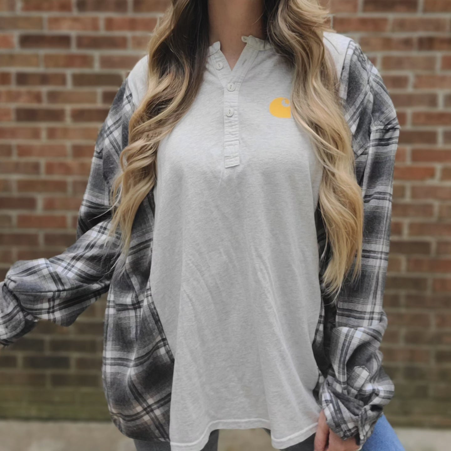 Henley x flannel with carhartt logo (flannel is NWT)