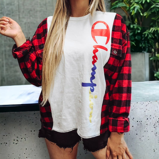 Vintage Champion tee x flannel