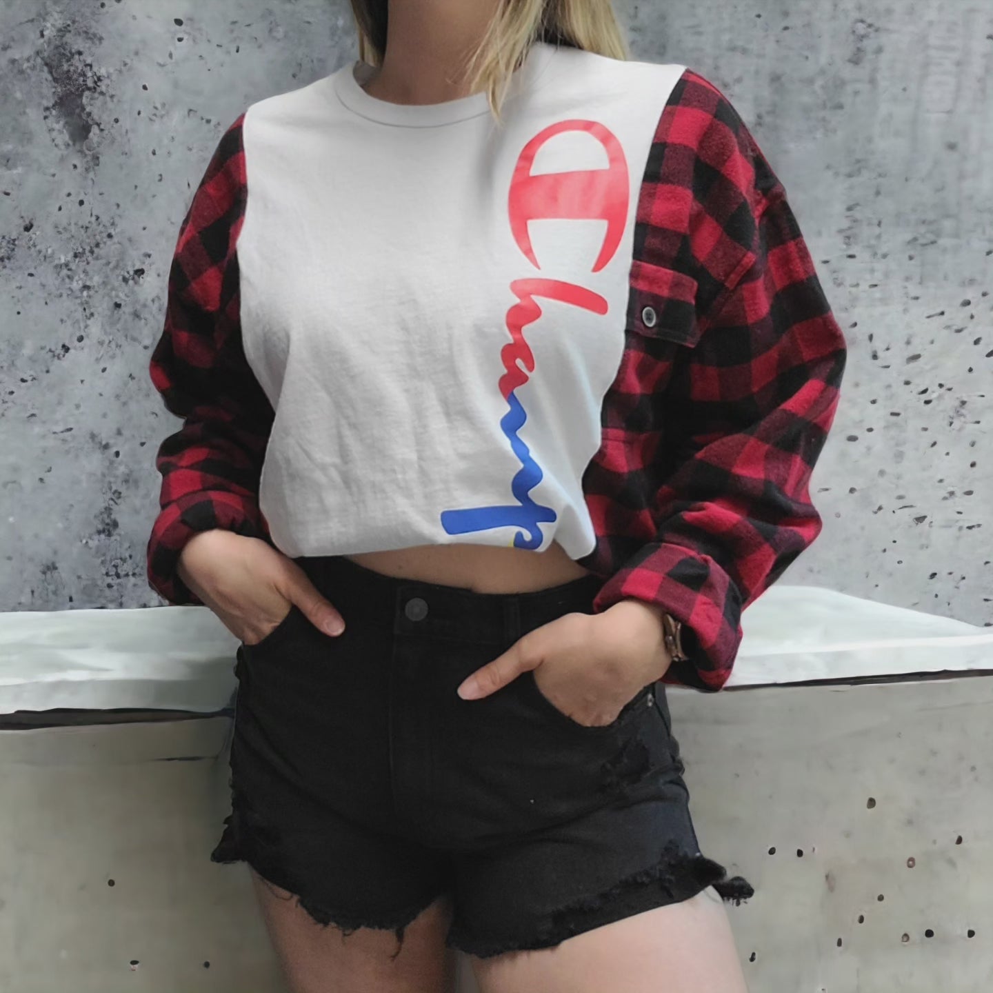 Vintage Champion tee x flannel