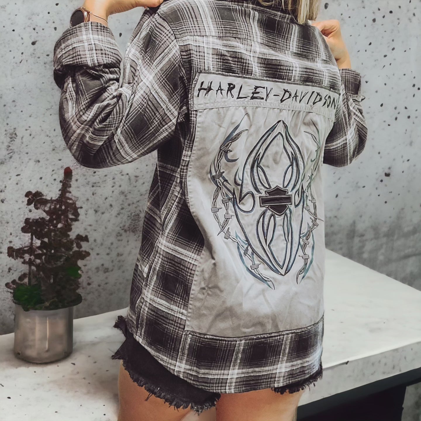 Reworked Harley Davidson flannel