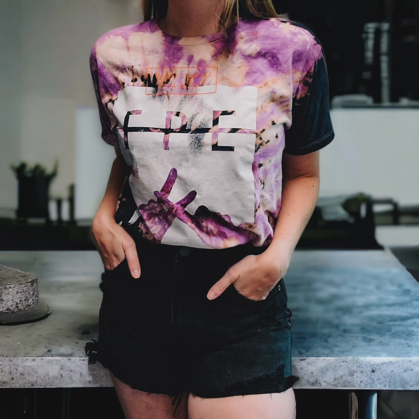 Reverse tie dye 21 pilots tee