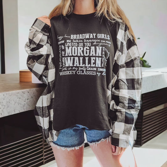 Morgan Wallen tee x flannel