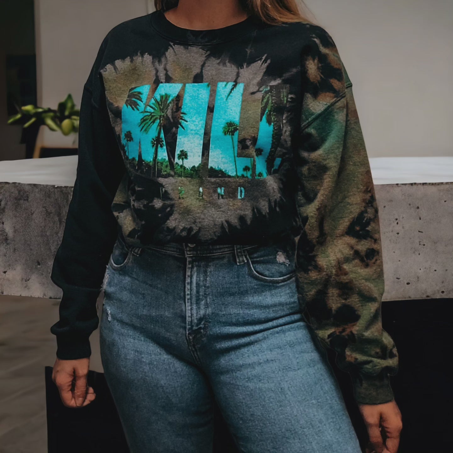 Kill Brand reverse tie dye crewneck