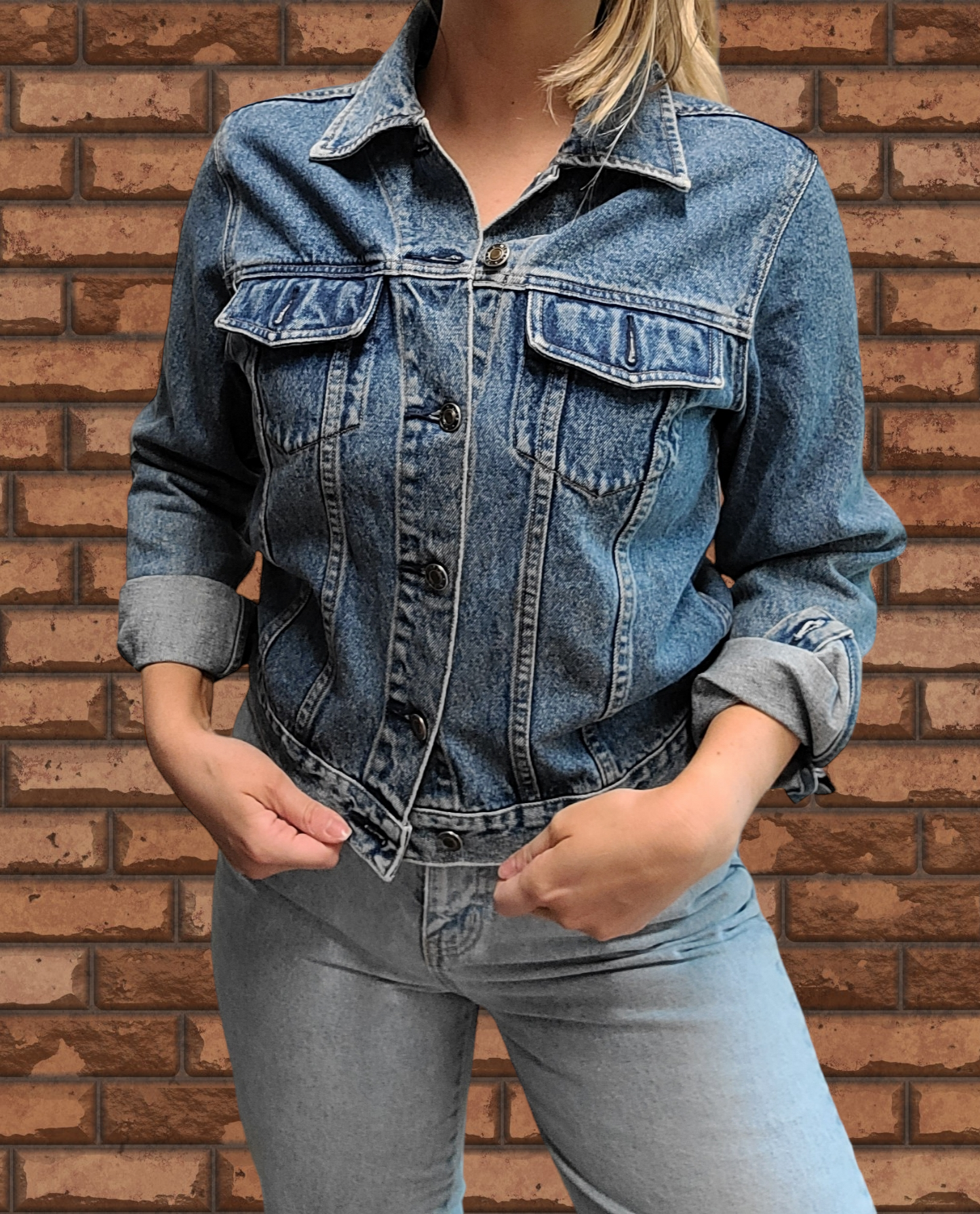 Vintage lace back denim jacket