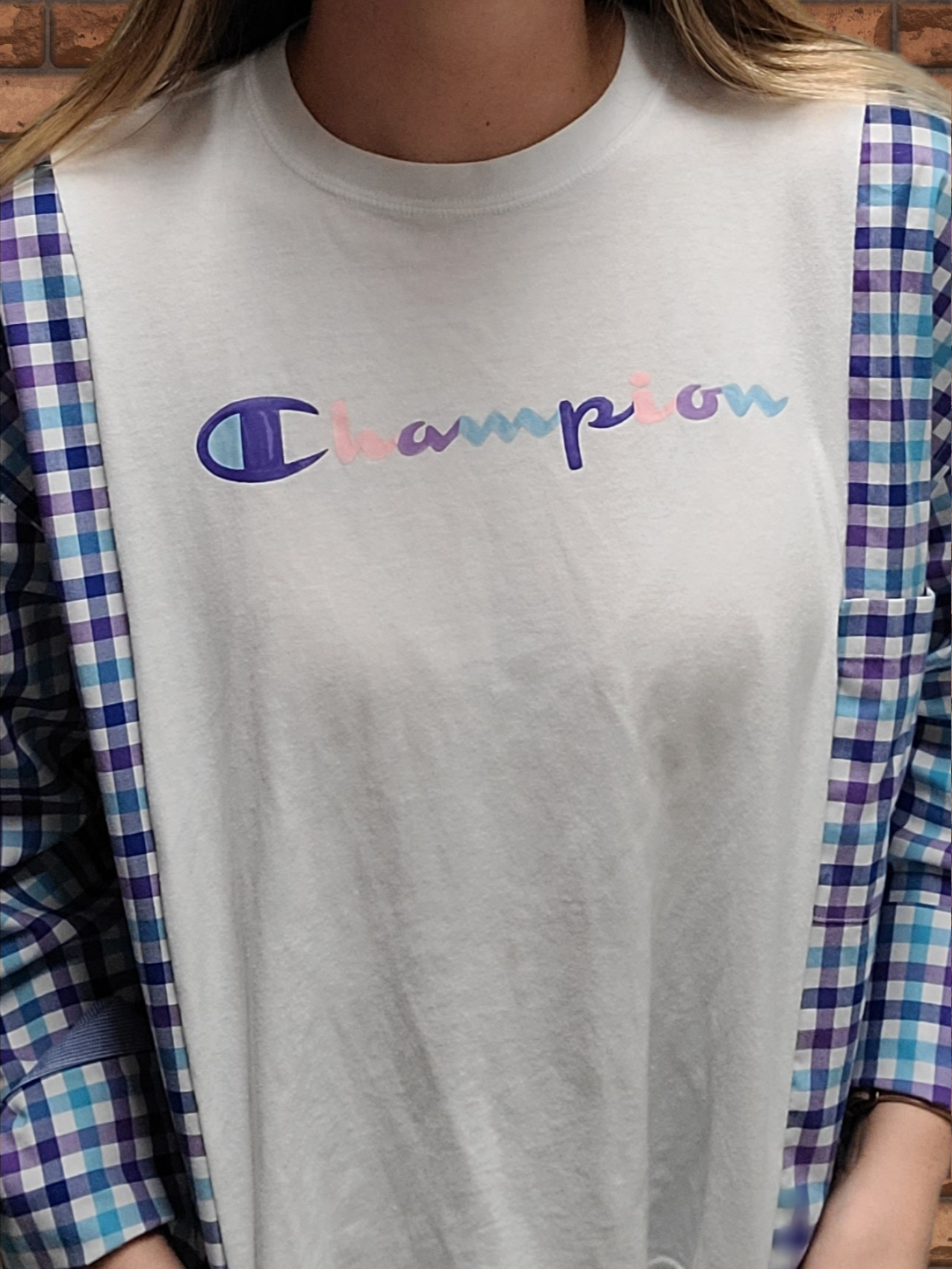 Pastel Logo reworked Champion tee