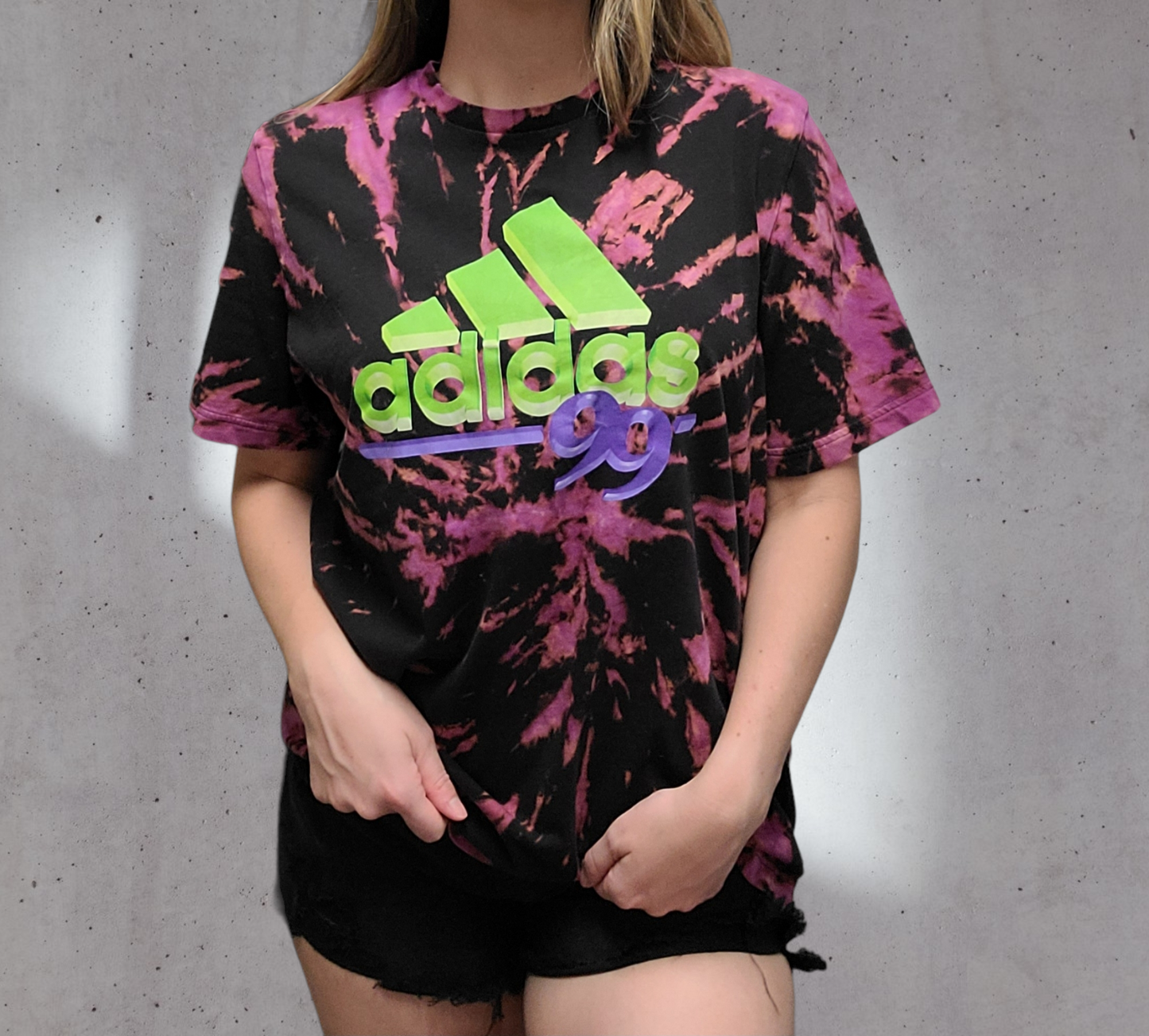 Custom Tie Dyed Adidas Tee size XL