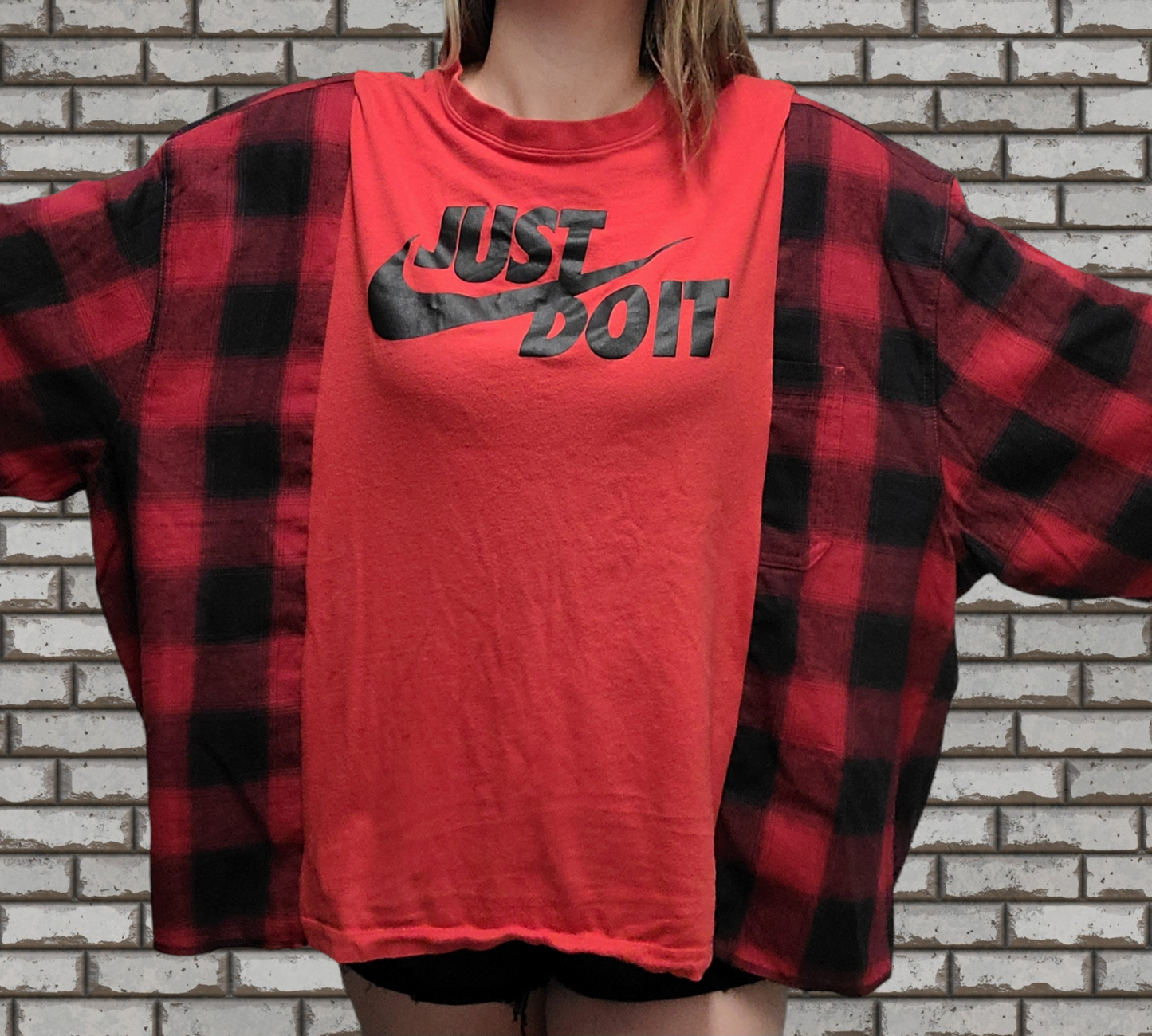 Nike tee x flannel rework