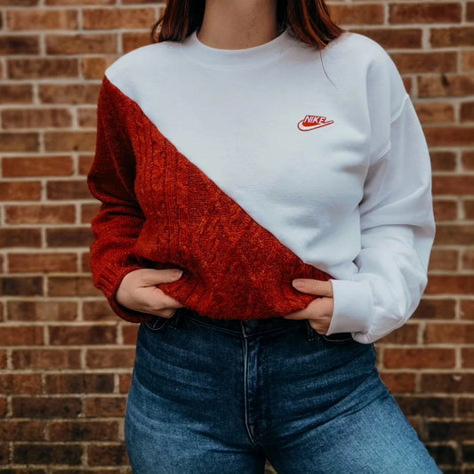 Vintage textured sweater x crewneck with Nike patch