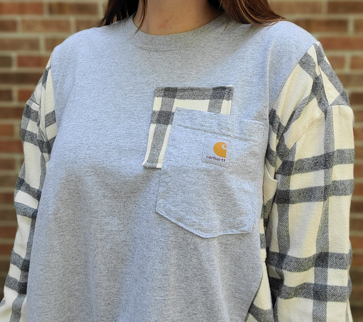 Gray flannel tee with carhartt patch