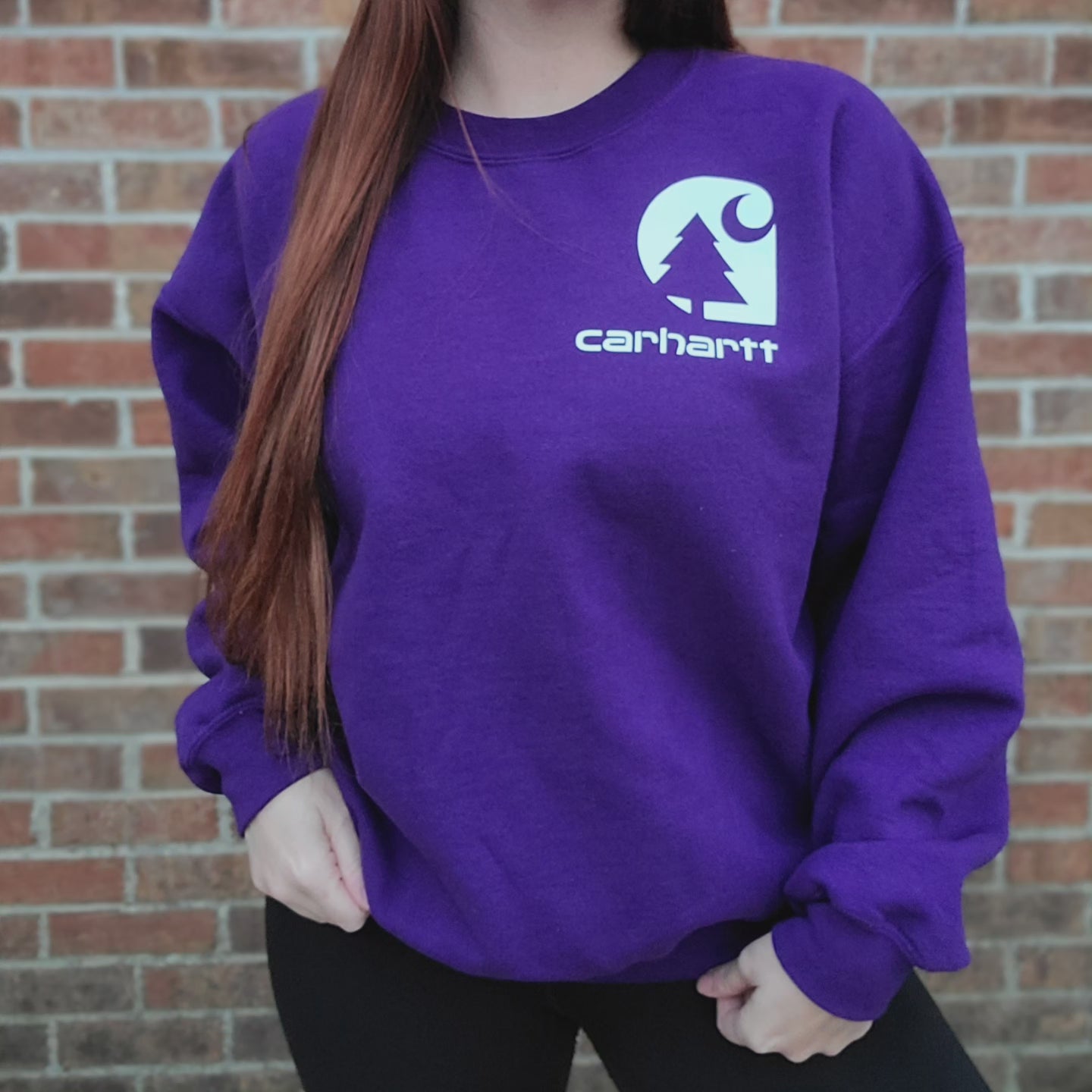 Vintage thick purple crewneck with glitter carhartt logo