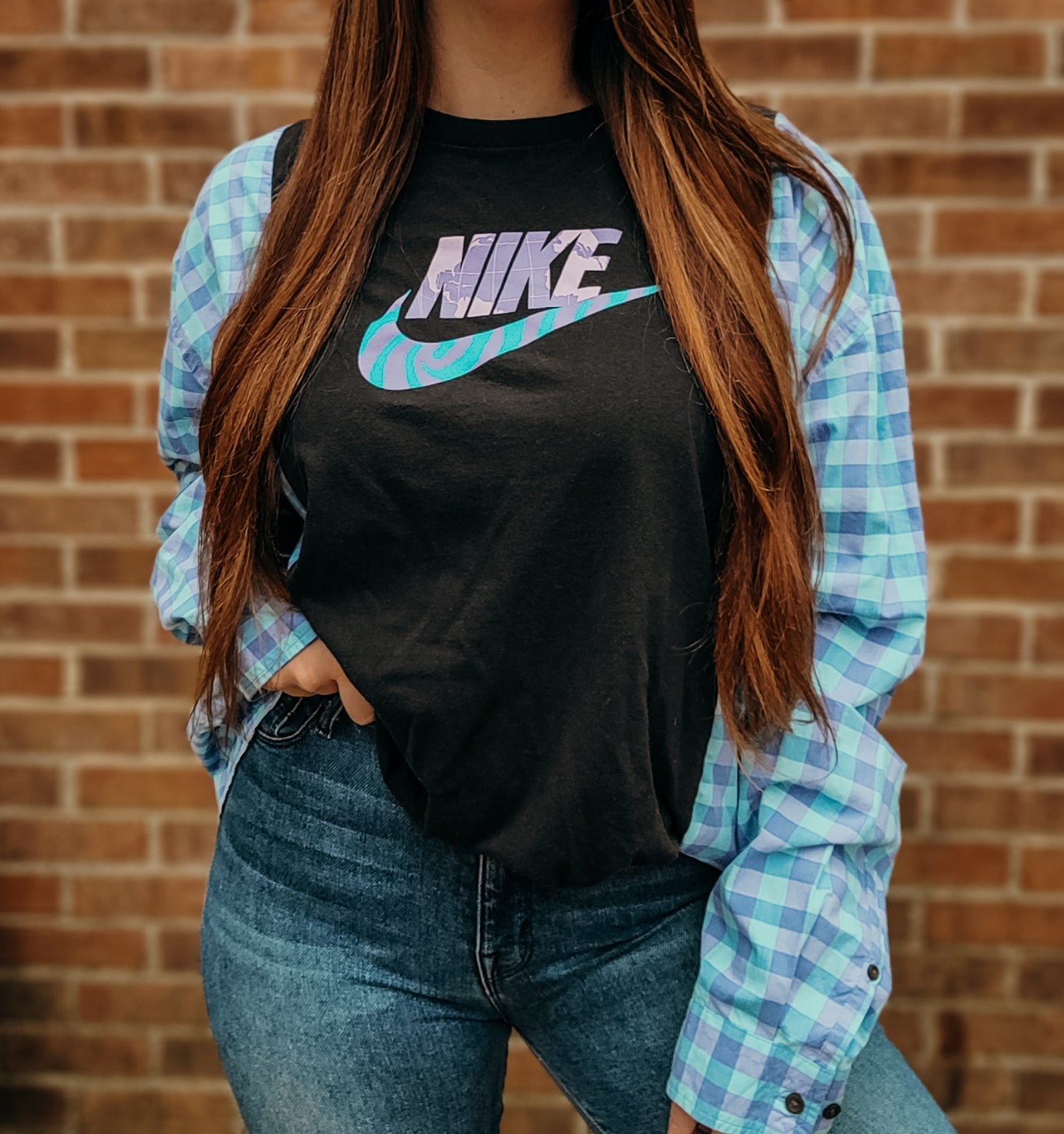 Nike tee x plaid