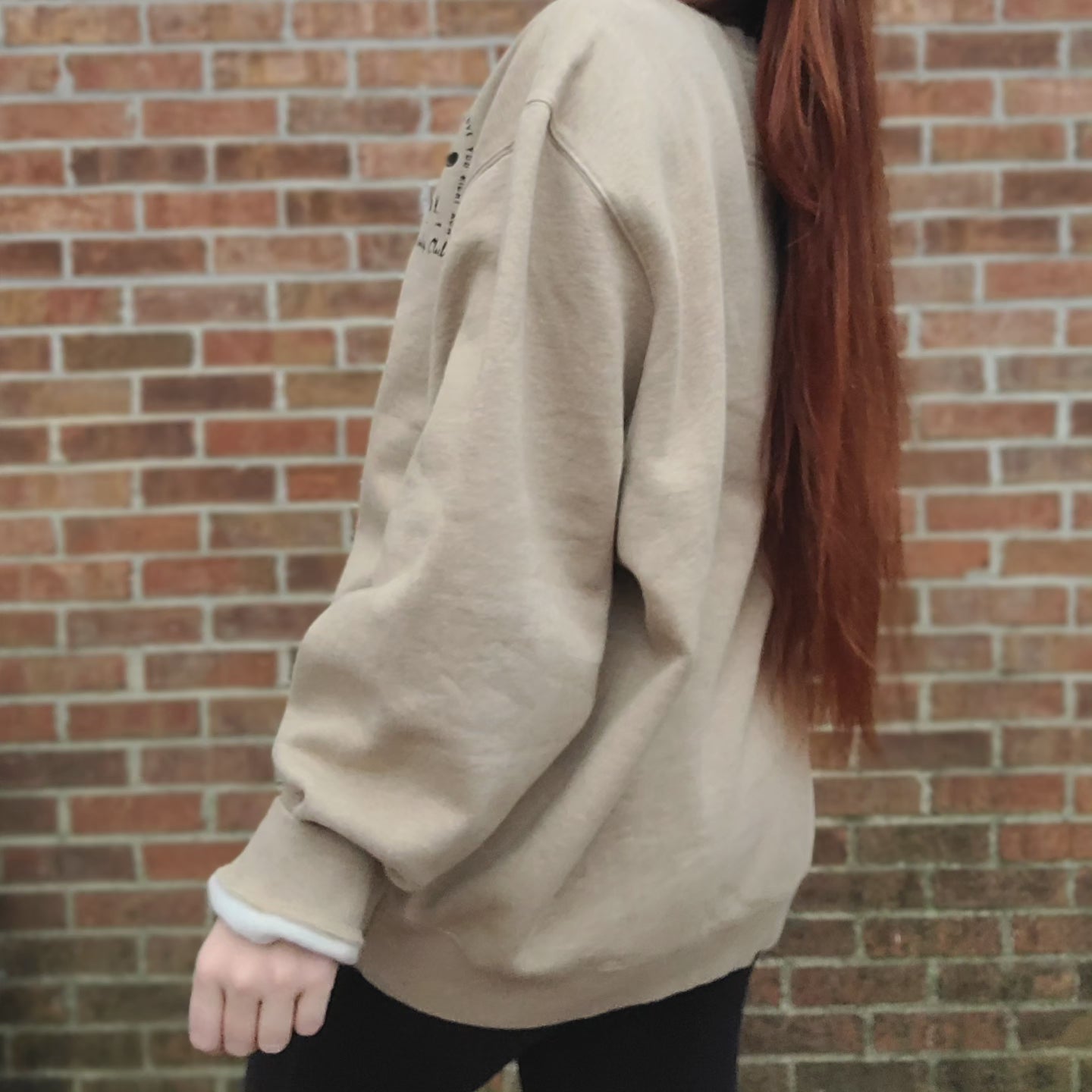 Beige L.L.Bean crewneck with Morgan Wallen Broadway Girls graphic