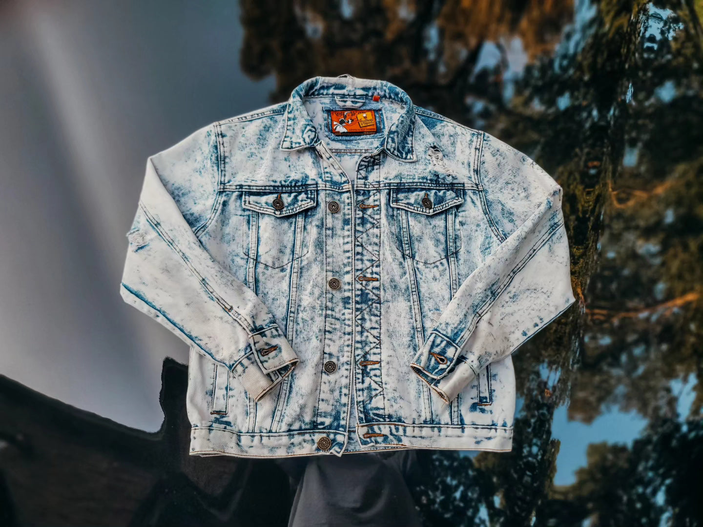 Sabrina Carpenter acid wash denim jacket