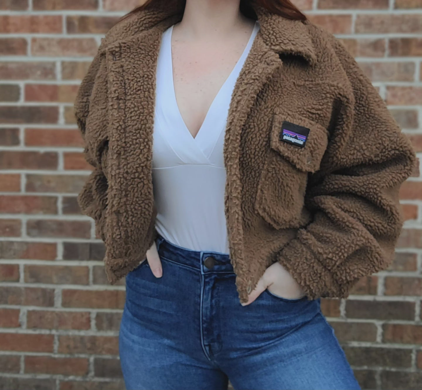 Cropped Sherpa Jacket with Patagonia patch