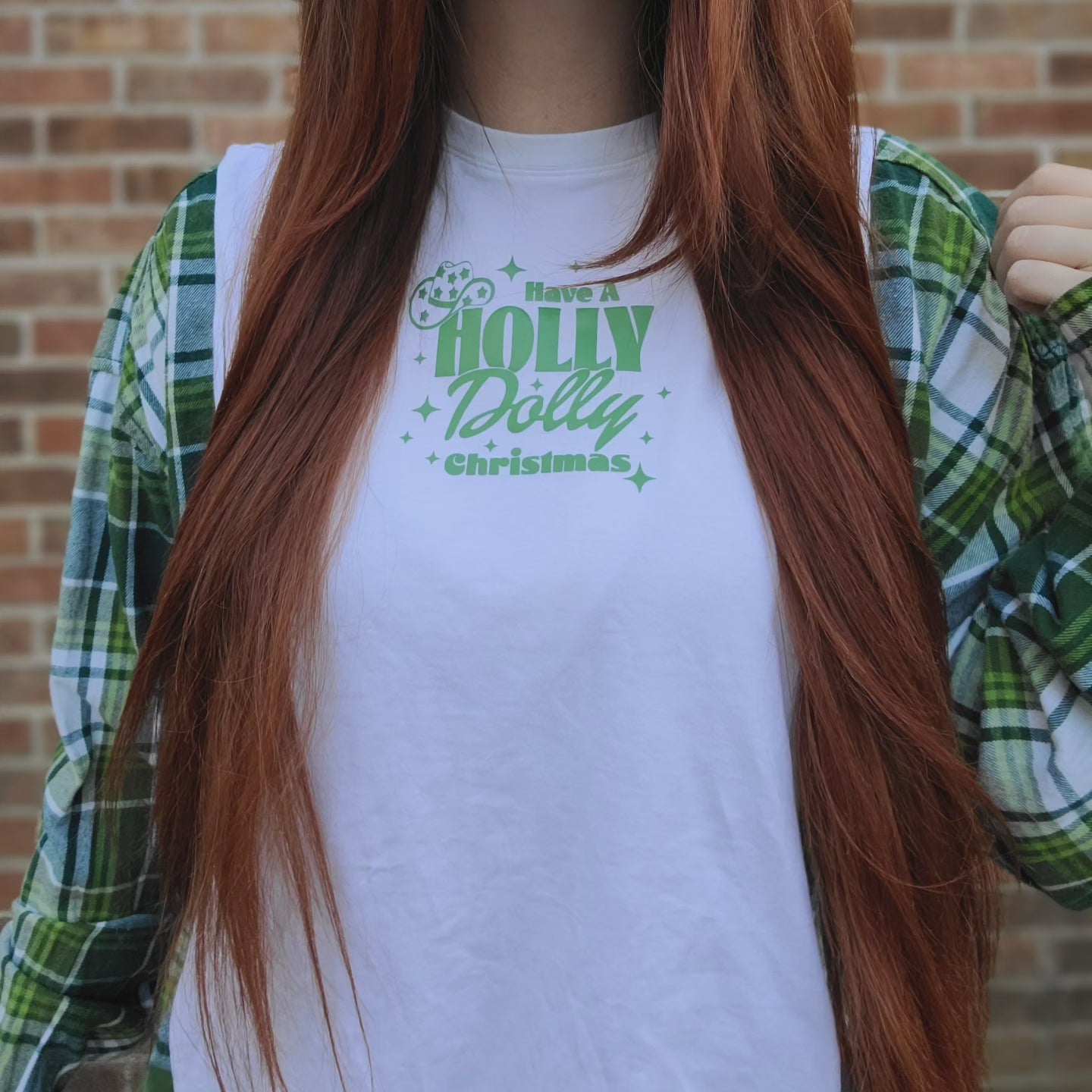 Dolly Parton Christmas flannel tee