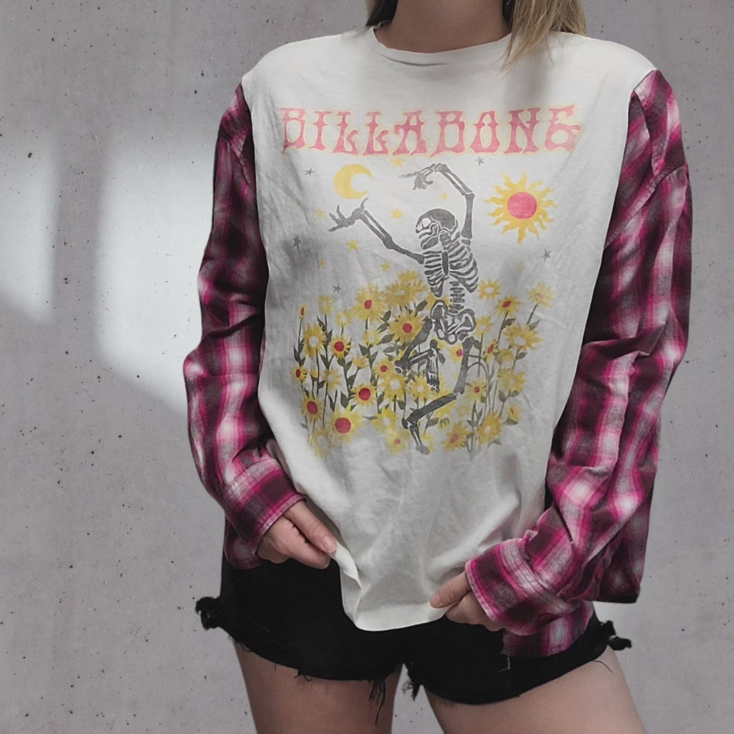 Billabong skeleton flannel tee