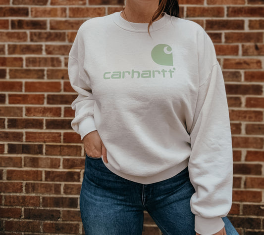 Vintage crewneck with mint green carhartt logo