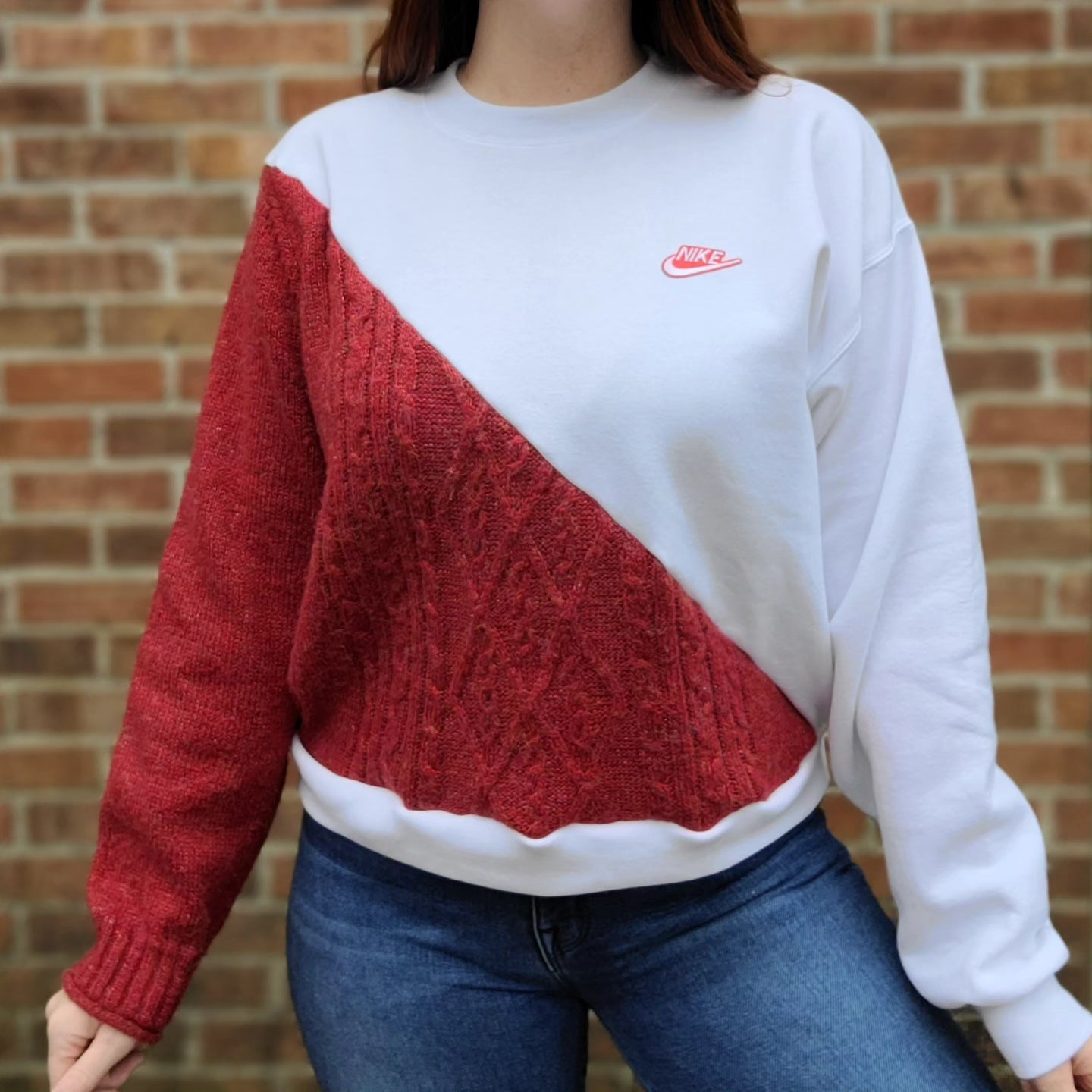 Vintage textured sweater x crewneck with Nike patch