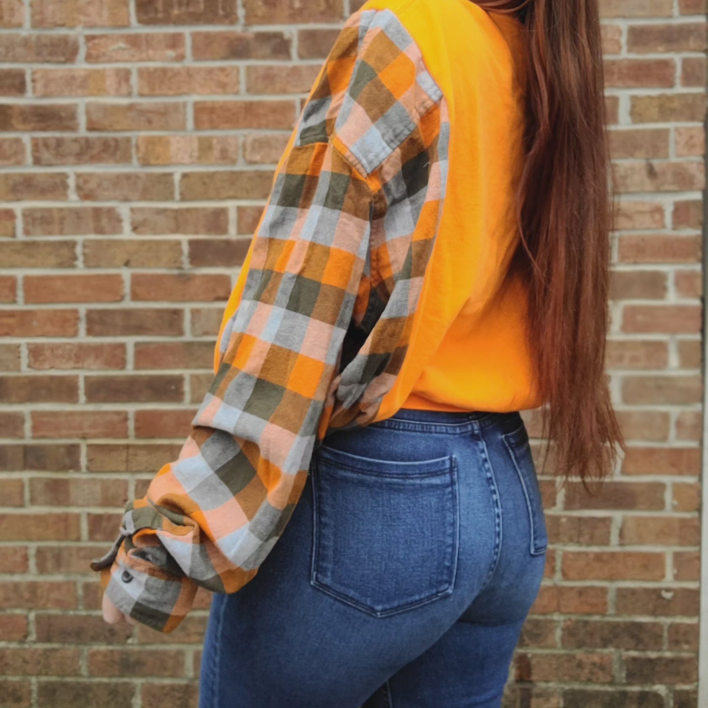 Crewneck x flannel with carhartt patch