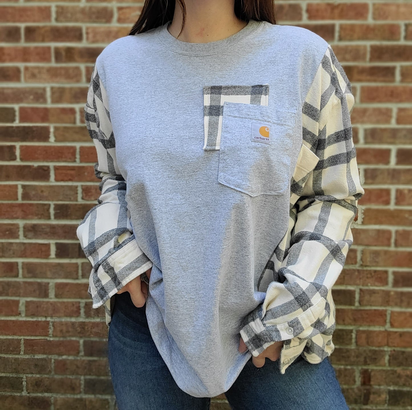 Gray flannel tee with carhartt patch