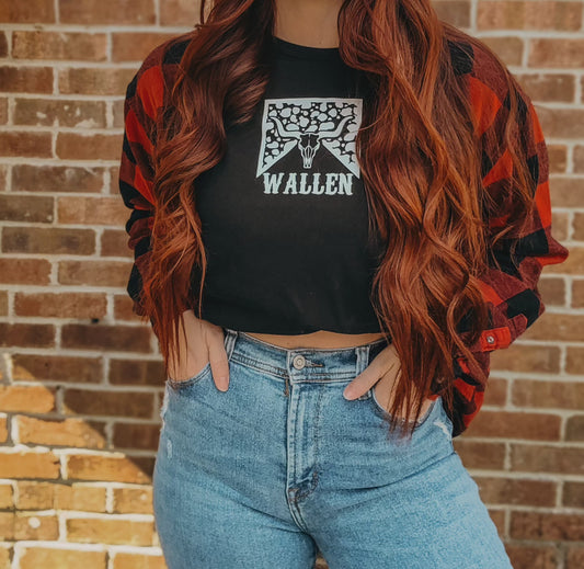 Buffalo plaid Morgan Wallen flannel tee