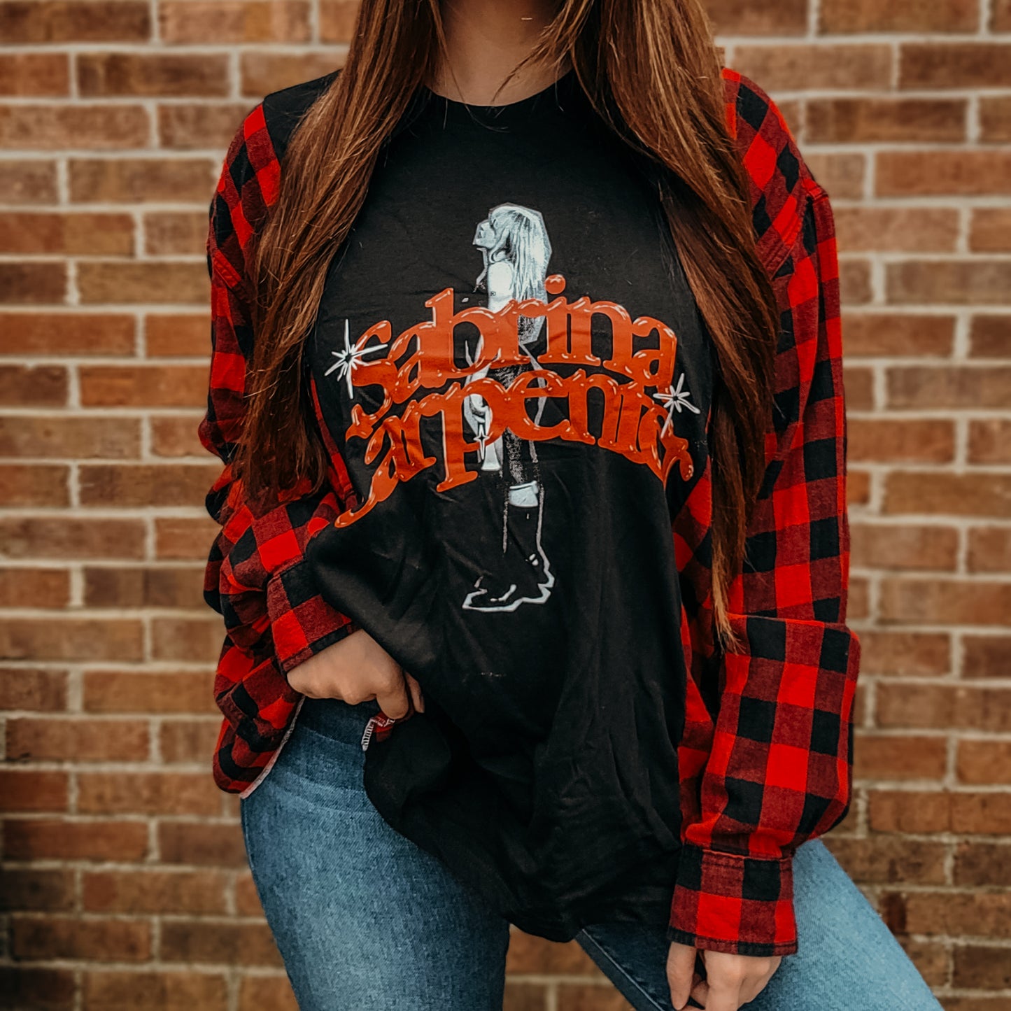 Sabrina Carpenter flannel tee